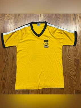 Vintage Iowa Hawkeyes Stedman Raglan Ringer Jersey Shirt Yellow XL NCAA 80s